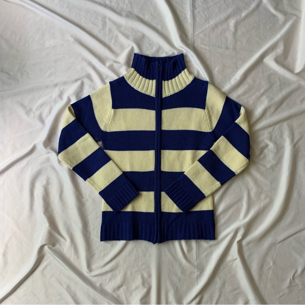 Vintage Striped Knit Zip Up